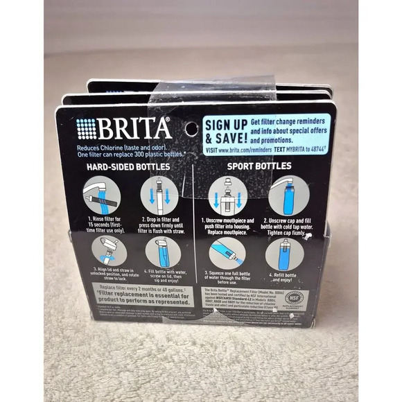 3 Brita Water Bottle Replacement Filters 2 pack BB06 Hard-Sided & Sport Bottles - Picture 3 of 6